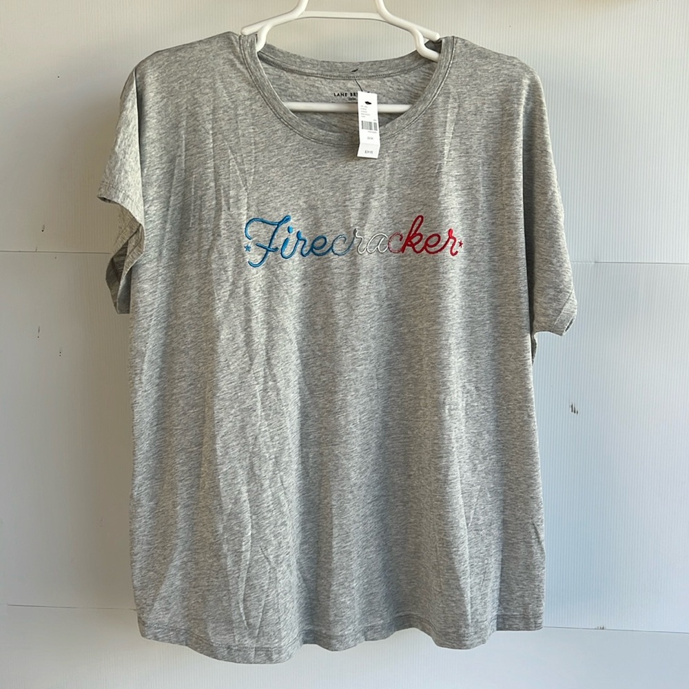 NEW Lane Bryant FIRECRACKER Tee Plus Size 22/24 Heather Gray